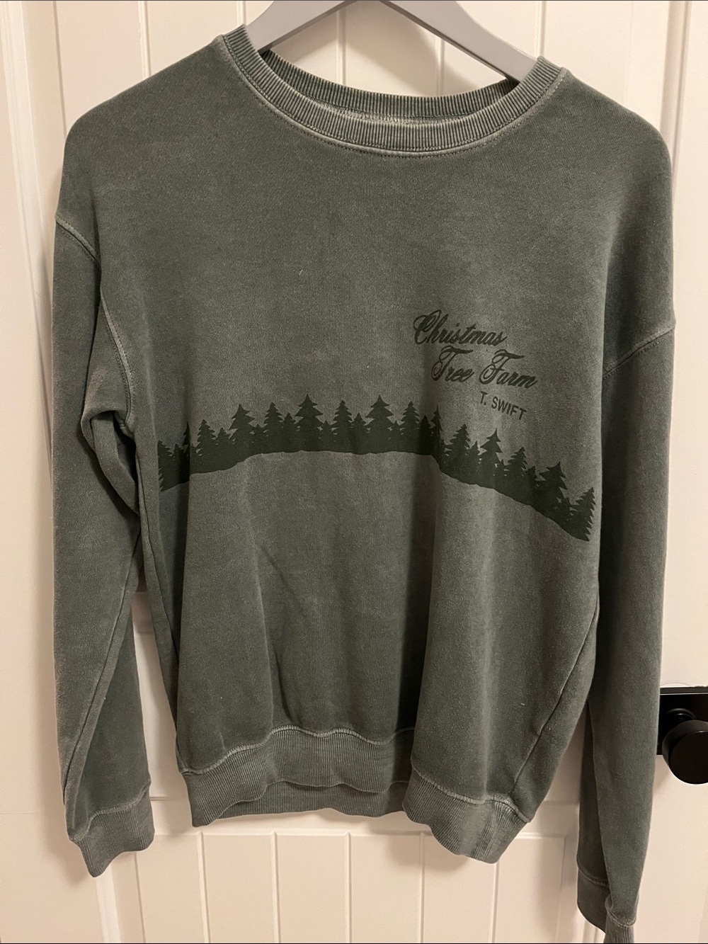 Taylor Swift CTF Olive Green 'Christmas Tree Farm' Crewneck Sweater XS